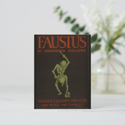 Faustus Poster Retro Skeleton Briefkaart (Staand voorkant)