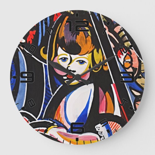 Fauvist Child Modern Art Wall Clock Grote Klok (Voorkant)