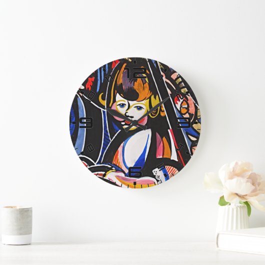 Fauvist Child Modern Art Wall Clock Grote Klok (Huis)