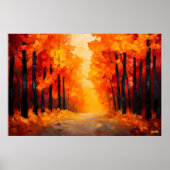 Fauvistisch herfst bos pad canvas – herfstlandscha poster (Voorkant)