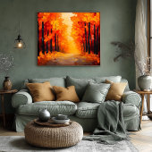 Fauvistisch herfstbos pad canvas – herfstlandschap poster