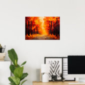 Fauvistisch herfstbos pad canvas – herfstlandschap poster (Thuiskantoor)