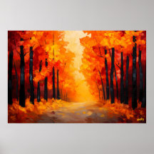 Fauvistisch herfstbos pad canvas – herfstlandschap