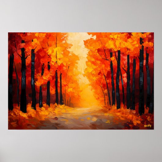 Fauvistisch herfstbos pad canvas – herfstlandschap poster (Voorkant)