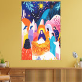 Fauvistisch visioen van de aanbiddingsherders canvas afdruk (Insitu (Woonkamer))