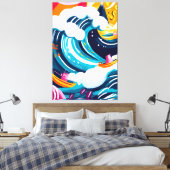 Fauvistisch visioen van de Grote Golf van Kanagawa Canvas Afdruk (Insitu (Slaapkamer))