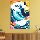 Fauvistisch visioen van de Grote Golf van Kanagawa Canvas Afdruk (Insitu (Woonkamer))