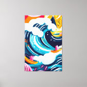 Fauvistisch visioen van de Grote Golf van Kanagawa Canvas Afdruk (Voorkant)