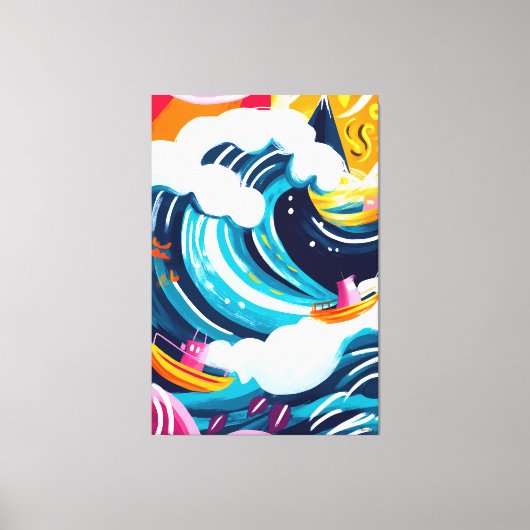 Fauvistisch visioen van de Grote Golf van Kanagawa Canvas Afdruk (Voorkant)