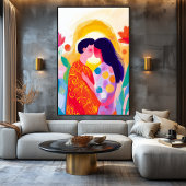 Fauvistisch visioen van de kus canvas afdruk