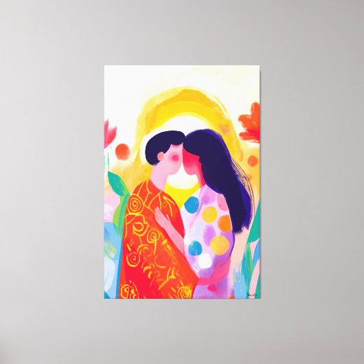 Fauvistisch visioen van de kus canvas afdruk (Voorkant)