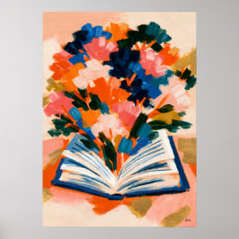 Fauvistische bloemboekkunst voor boekliefhebbers poster