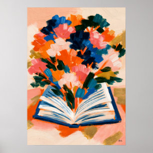 Fauvistische bloemboekkunst voor boekliefhebbers poster