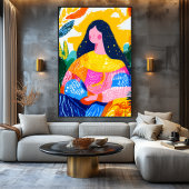 Fauvistische visie op de Mona Lisa Canvas Afdruk