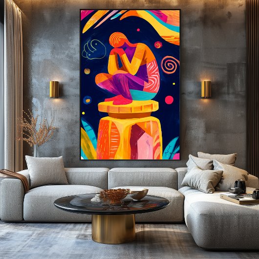 Fauvistische visie van de denker canvas afdruk