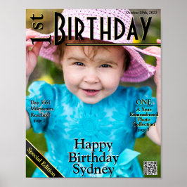 Faux 1st Birthday Magazine Hoesje Poster