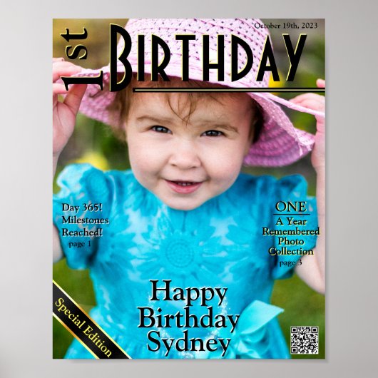 Faux 1st Birthday Magazine Hoesje Poster (Voorkant)