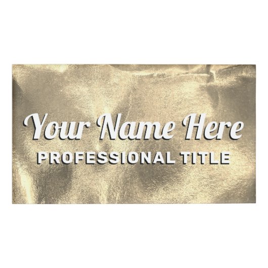 Faux 24.000 Gold Leaf geborsteld Metallic Professi Naambadge (Voorkant)