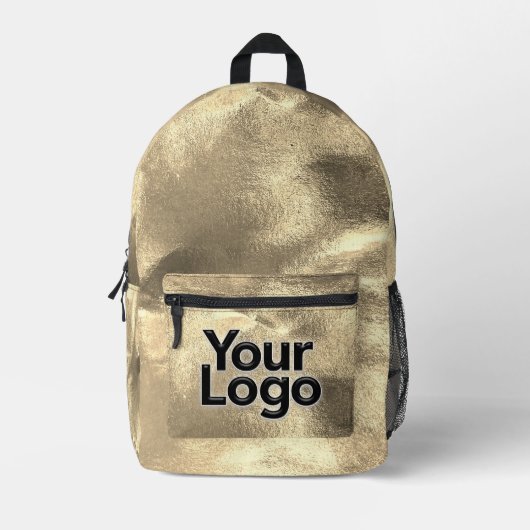 Faux 24K gouden blad Bling Glam Professional Logo Bedrukte Rugzak (Voorkant)