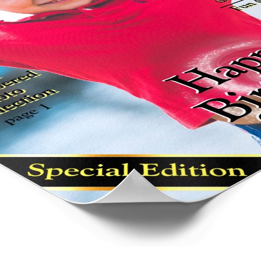 Faux 2nd Birthday Magazine Hoesje Poster (Hoek)