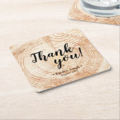 Faux 2Wood Grain Rustic Wedding Dank je wel Kartonnen Onderzetters (Schuin)