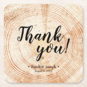 Faux 2Wood Grain Rustic Wedding Dank je wel Kartonnen Onderzetters (Voorkant)