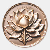 Faux 3D Antiek Regal Lotus Blossom Ronde Sticker (Voorkant)