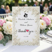 Faux 3D Embossed Cream Roses Plaster Bedankkaart