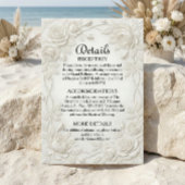 Faux 3D Embossed Effect Ivory Floral Border Informatiekaartje