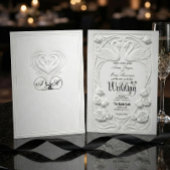 Faux 3D Embossed White Swan Floral Formal Wedding Kaart