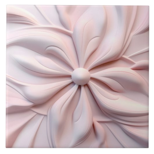 Faux 3D Roze Bloemen Swirl Decoratief Tegeltje (Voorkant)