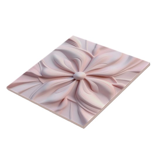 Faux 3D Roze Bloemen Swirl Decoratief Tegeltje (Zijkant)