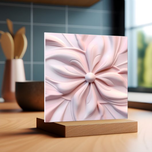 Faux 3D Roze Bloemen Swirl Decoratief Tegeltje
