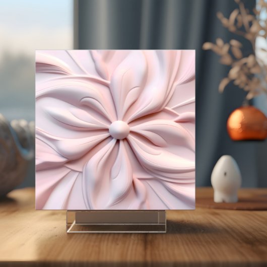 Faux 3D Roze Bloemen Swirl Decoratief Tegeltje