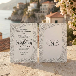 Faux 3D Sculpted Floral Bas Relief Ivory  Wedding Kaart