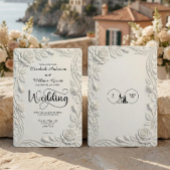 Faux 3D Sculpted Floral Bas Relief Ivory  Wedding Kaart