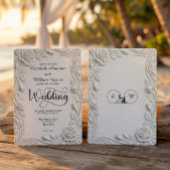 Faux 3D Sculpted Floral Bas Relief Ivory  Wedding Kaart