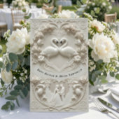 Faux 3D Sculpted Plaster Effect Ivory Wedding Kaart