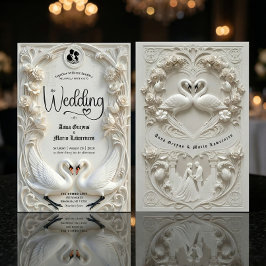 Faux 3D Sculpted Plaster Effect Ivory Wedding  Kaart
