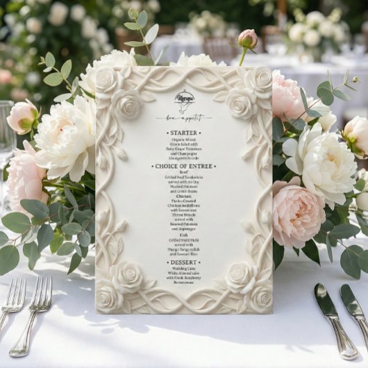 Faux 3D Sculpted Plaster Floral Border Menu