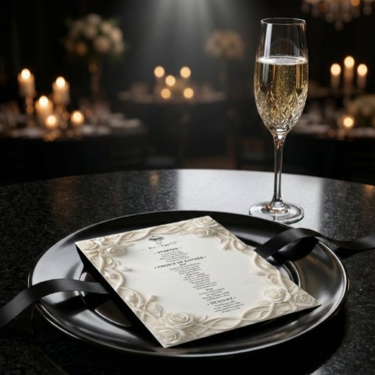 Faux 3D Sculpted Plaster Floral Border Menu