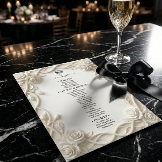 Faux 3D Sculpted Plaster Floral Border Menu