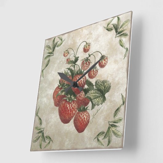 Faux aardbeien Teile Clock Vierkante Klok (Hoek)