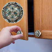 Faux Abalone en Zilver Keramische Knop