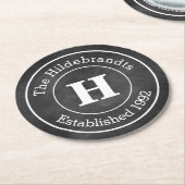 Faux-alkbordmonogram, gepersonaliseerd ronde kartonnen onderzetter (Gebogen)
