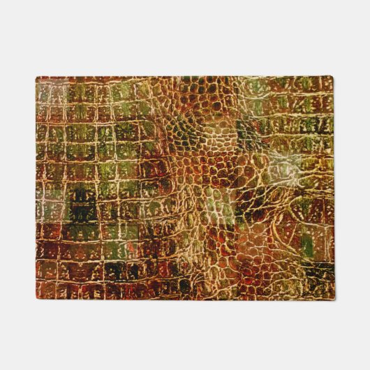 Faux Alligator Animal Skin Leather Red Brown Deurmat (Voorkant)