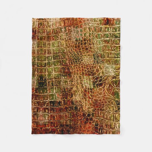 Faux Alligator Animal Skin Leather Red Brown Fleece Deken (Voorkant)