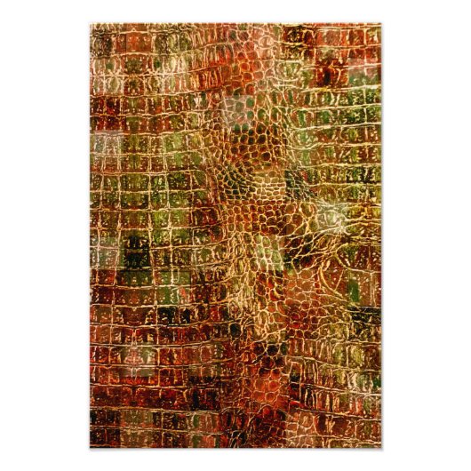 Faux Alligator Animal Skin Leather Red Brown Foto Afdruk (Voorkant)