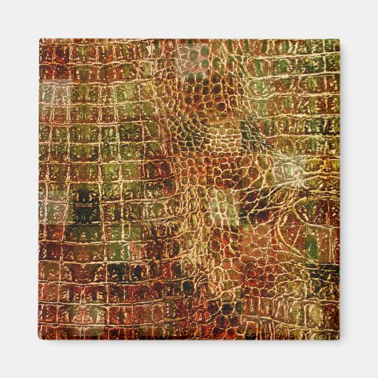 Faux Alligator Animal Skin Leather Red Brown Magneet (Voorkant)