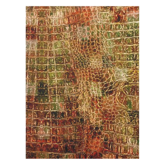 Faux Alligator Animal Skin Leather Red Brown Tafelkleed (Voorkant)